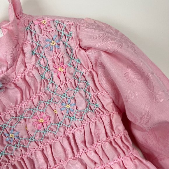 Vintage Polly Flinders Smocked Pink Dress 4T - Picture 5 of 11